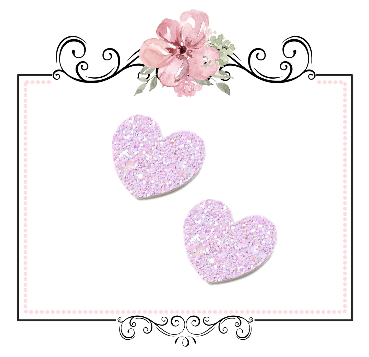 5 x Chunky Glitter Heart Embellishment ~ Pink