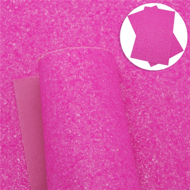 ⋅ Hot Pink ⋅ Chunky Glitter Faux Leather Fabric Sheets