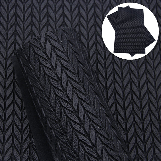 Cable Knit Textured Black Faux Leather ~ 1.95mm