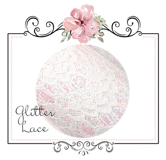 White AB Glitter Lace ~ Faux Leather Craft Fabric