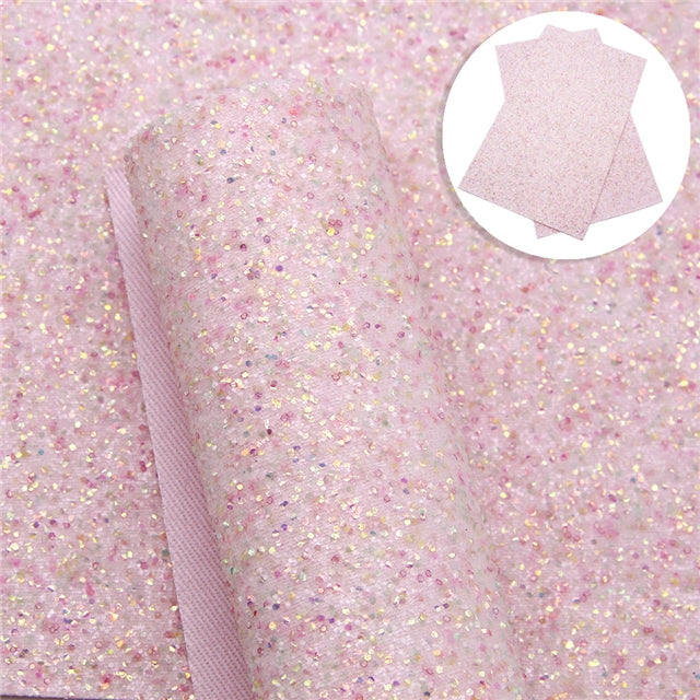 Fairy Dust • Blush Pink • Chunky Glitter Canvas Craft Fabric Sheets