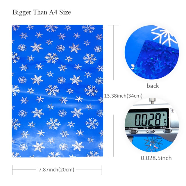 Transparent Hologram Snowflakes ~ Frozen Blue & Silver ~ Bow Making ~ Craft Fabric Sheets