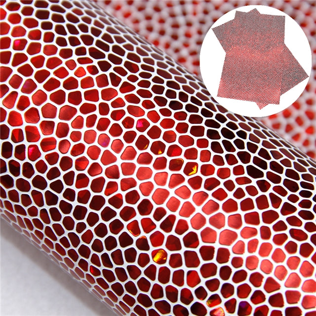 Red Mosaic Pebble ~ Faux Leather ~ 1mm