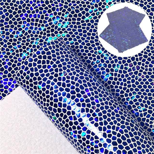 Mosaic Pattern Textured Faux Leather ~ Dark Blue ~ 0.54mm