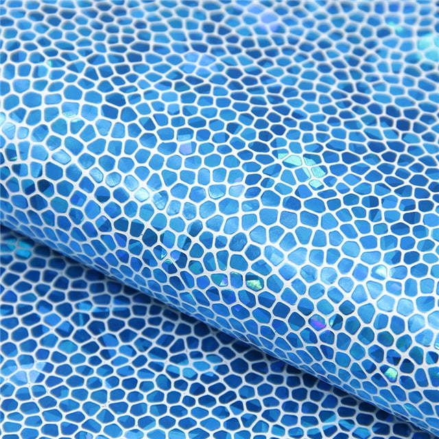 Mosaic Pattern Textured Faux Leather ~ Blue