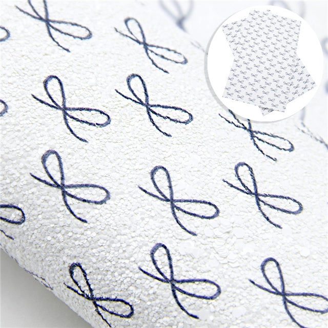 Chunky Glitter Bows ~ White Navy Blue ~ 0.97mm
