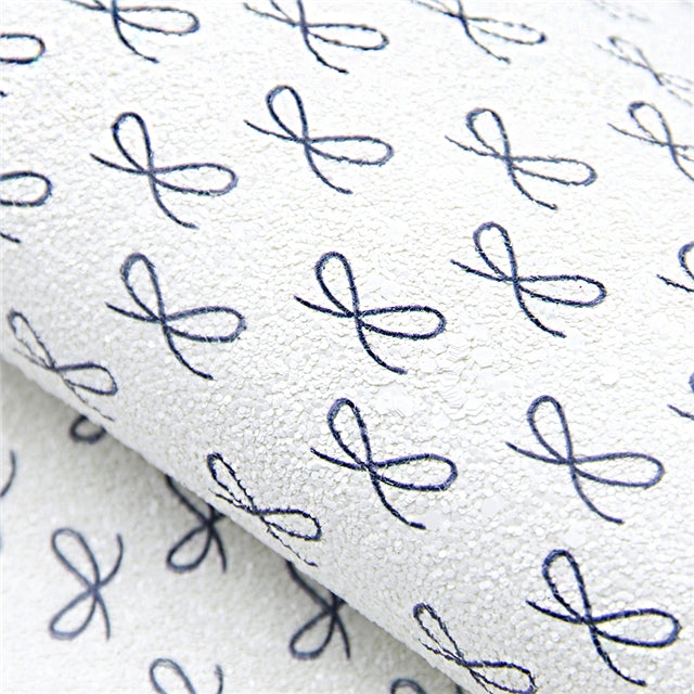 Chunky Glitter Bows ~ White Navy Blue ~ 0.97mm