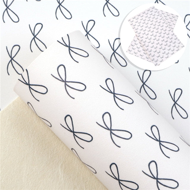 Navy & White Bows ~ Smooth Faux Leather