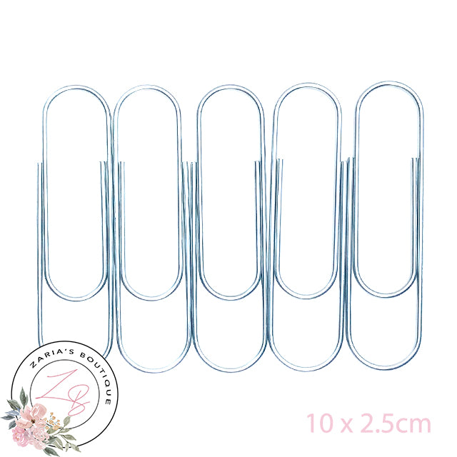 Jumbo Paper Clips ~ 10cm ~ Silver ~ Pack of 5