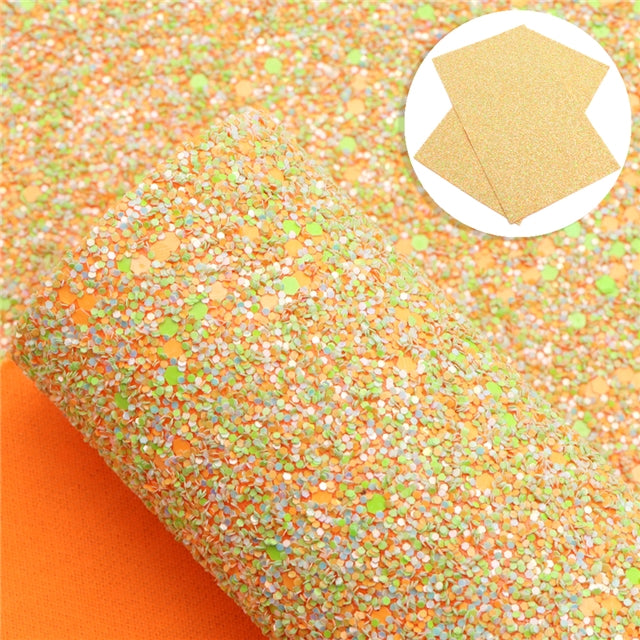 • Mango & Lime • Chunky Glitter Canvas Craft Fabric Sheets