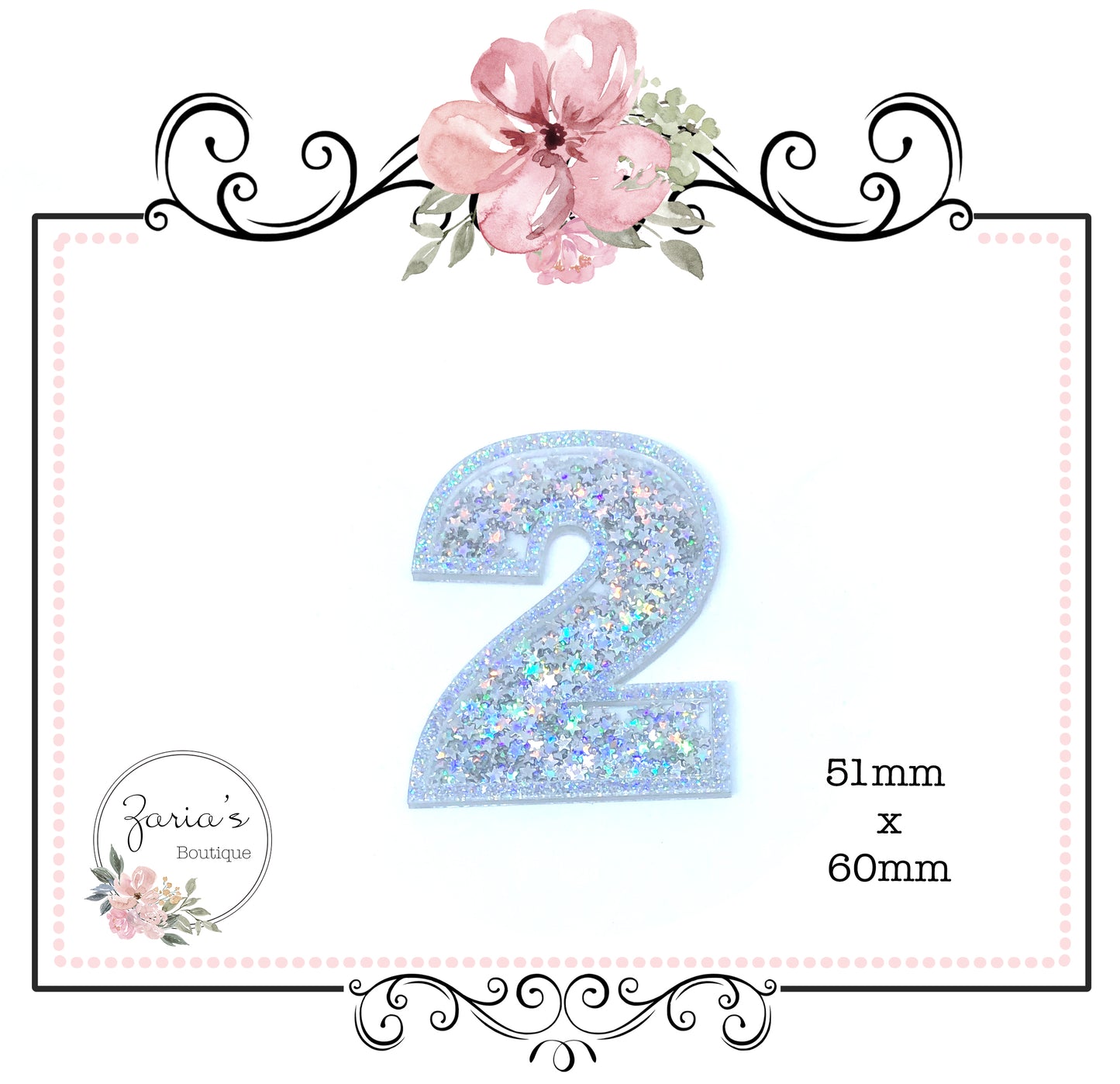 Glitter Sparkle Number Embellishments ~ # 2 ~ Birthday Crown Craft