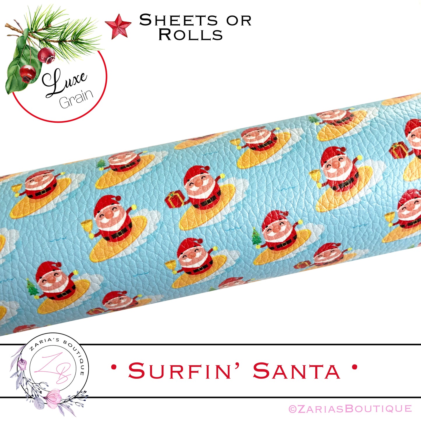 ⋅ Surfin' Santa ⋅ Luxe Vegan Faux Leather ⋅ Sheets or Rolls! ⋅