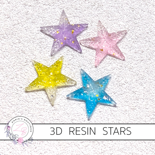 Glittery Christmas Stars ~ 3D Resin Embellishment ~ Pink Gold Blue Purple