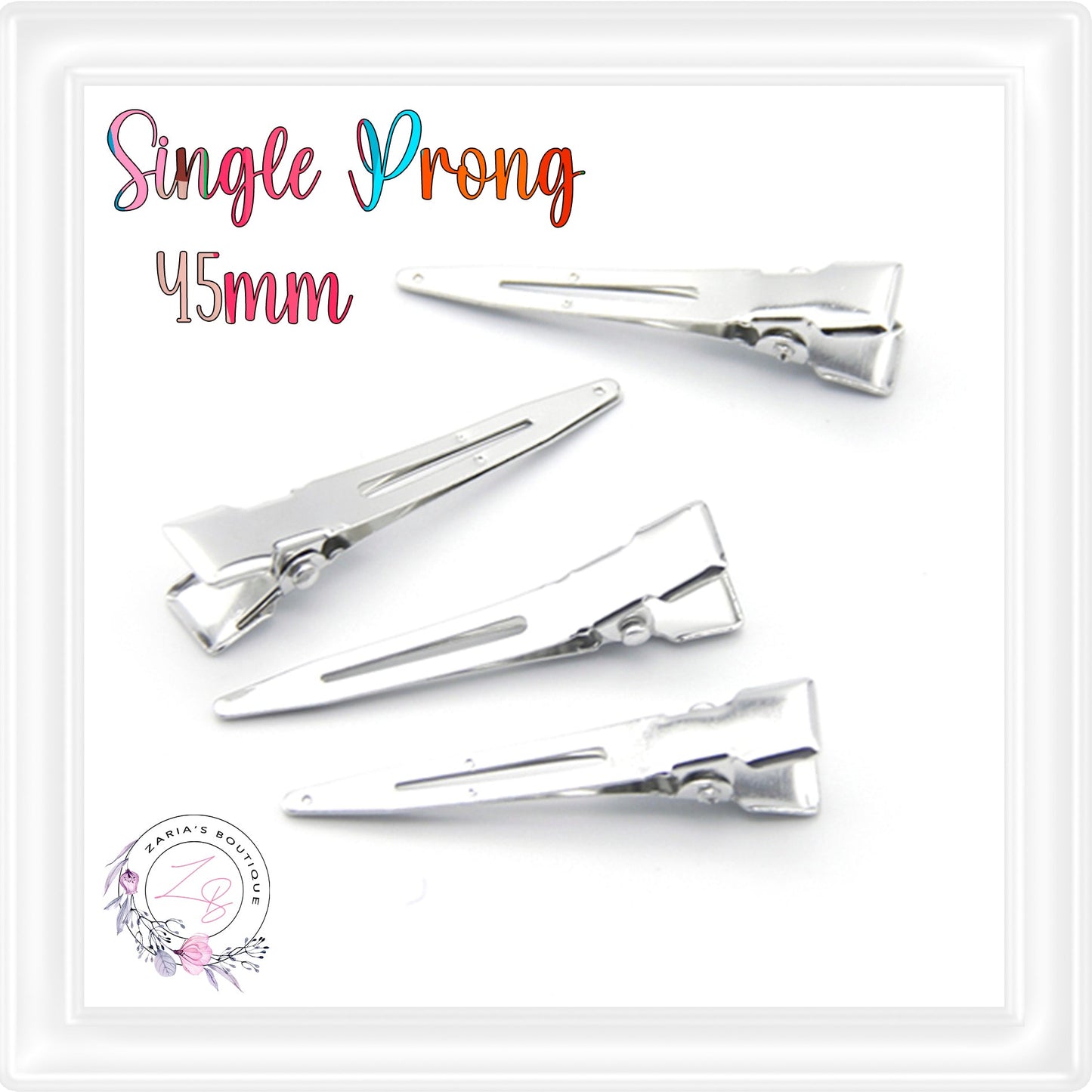⋅ 45mm Single Prong Hair Clips ⋅ 10pk ⋅
