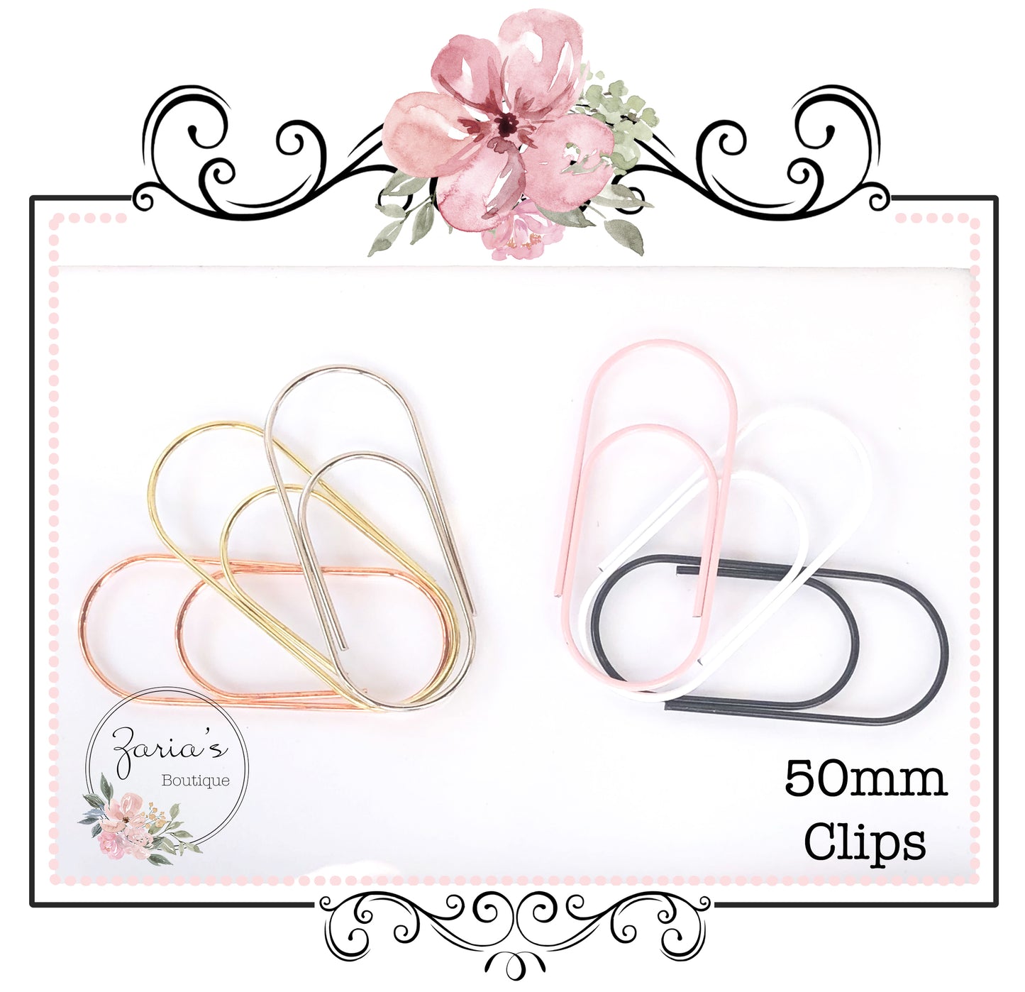 Chunky Paper Clips ~ 50mm ~ Choose from 6 Colours ~ Pack of 5