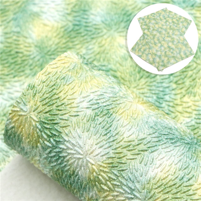 Sunburst ~ Green & Lemon Textured Faux Leather ~ 1.8mm