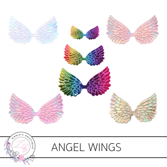 SALE Angel Wings  • Metallic  Embossed Faux Leather Embellishments • 5 Colours • 2 Pieces