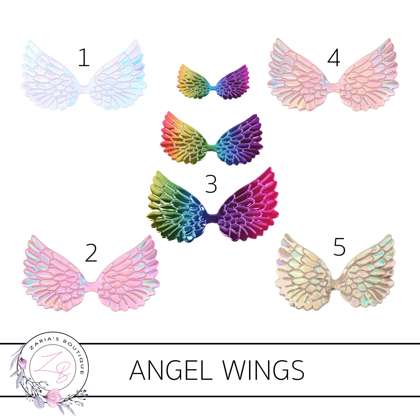 SALE Angel Wings  • Metallic  Embossed Faux Leather Embellishments • 5 Colours • 2 Pieces