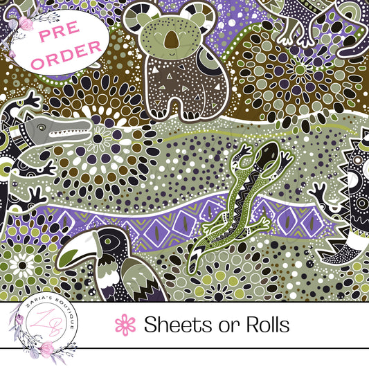 ⋅ Aussie Animals & Boomerangs ⋅ Exclusive Premium Vegan Faux Leather ⋅ Sheets Bundles or Rolls! ⋅