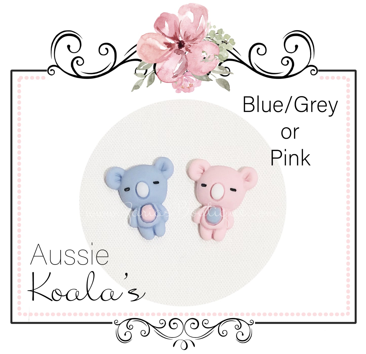 Koala Embellishments ~ Aussie Native Koala ~ Pink or Grey/Blue