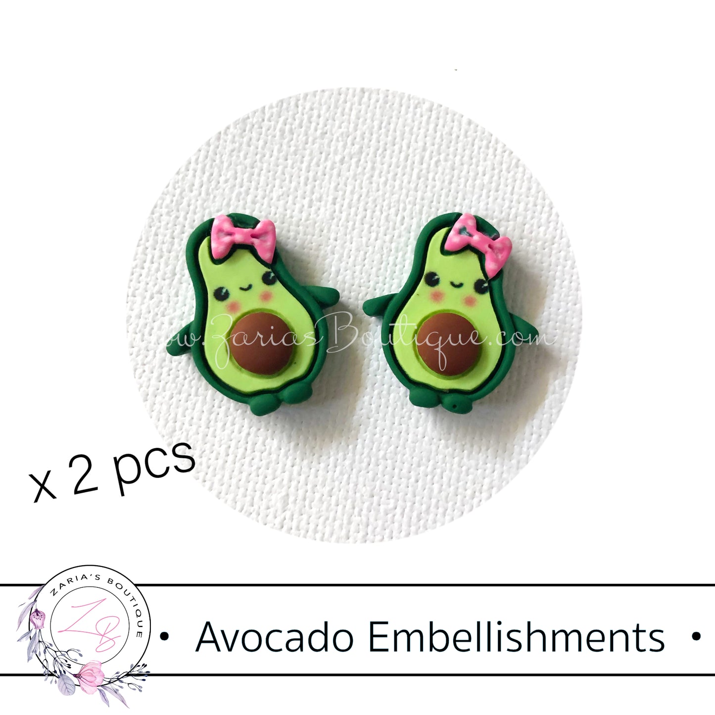 ⋅ Avocado Resin ⋅ Flatback Avo Embellishment x 2 pieces