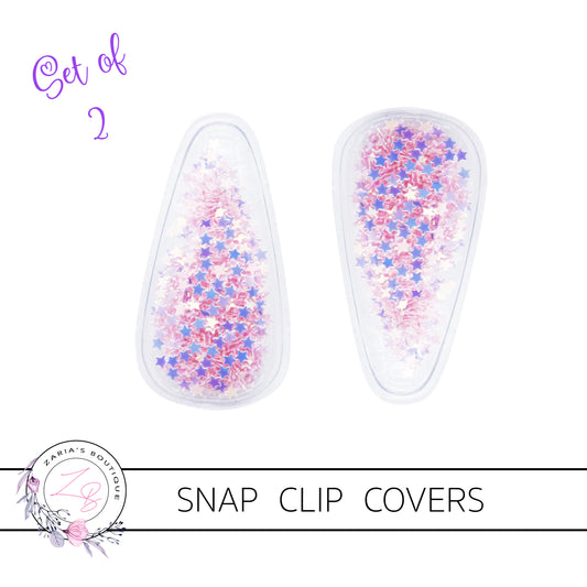 Shaker Snap Clip Covers ~ Baby Pink Stars ~ Pack of 2
