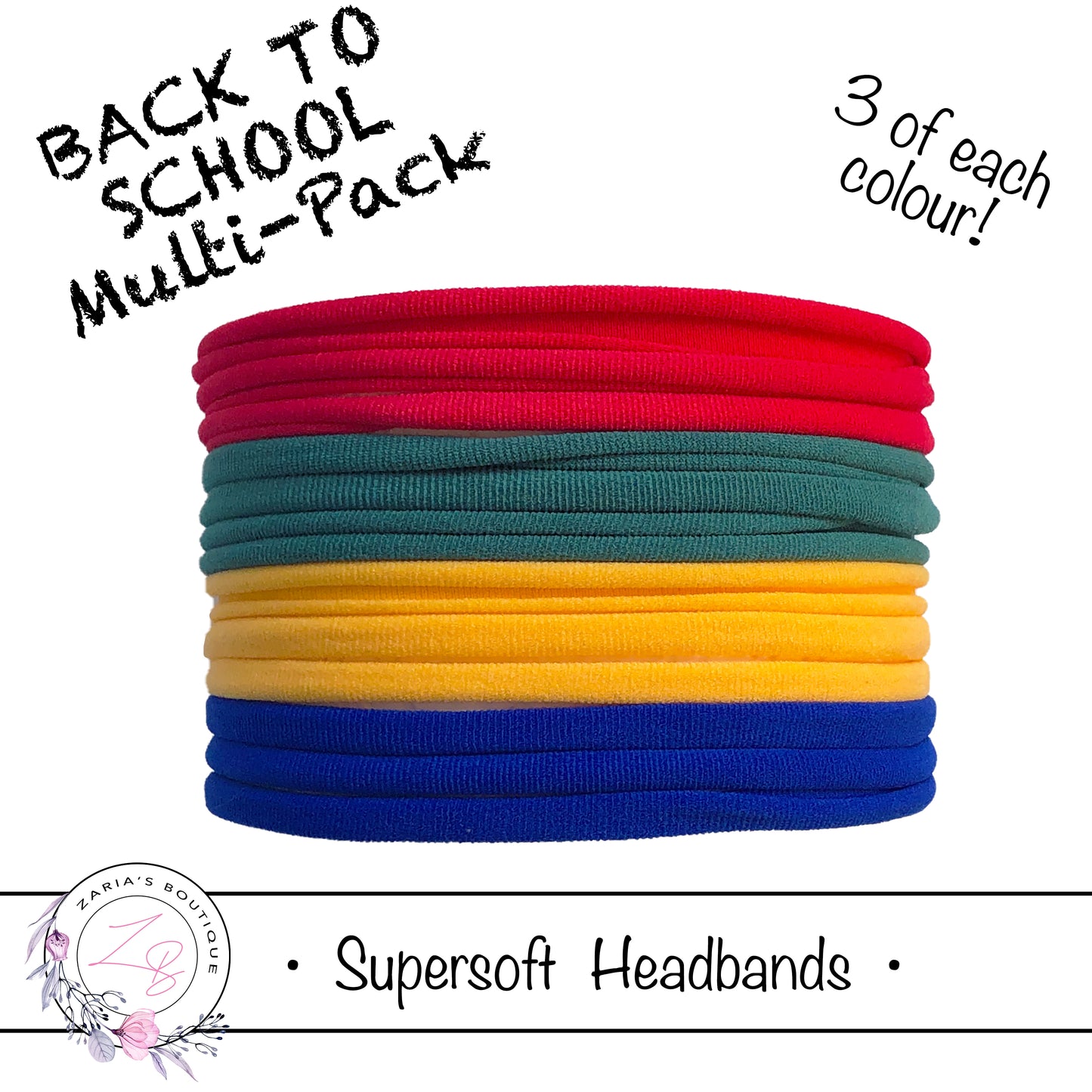 SUPERSOFT Headbands ~ 12 pack ~ Back To School Mix