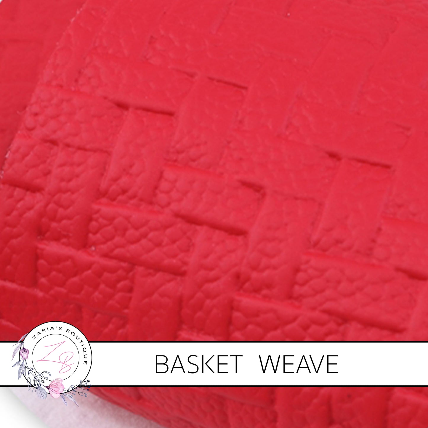 Basket Weave Textured Faux Leather Leatherette ~ Red ~ 0.84mm