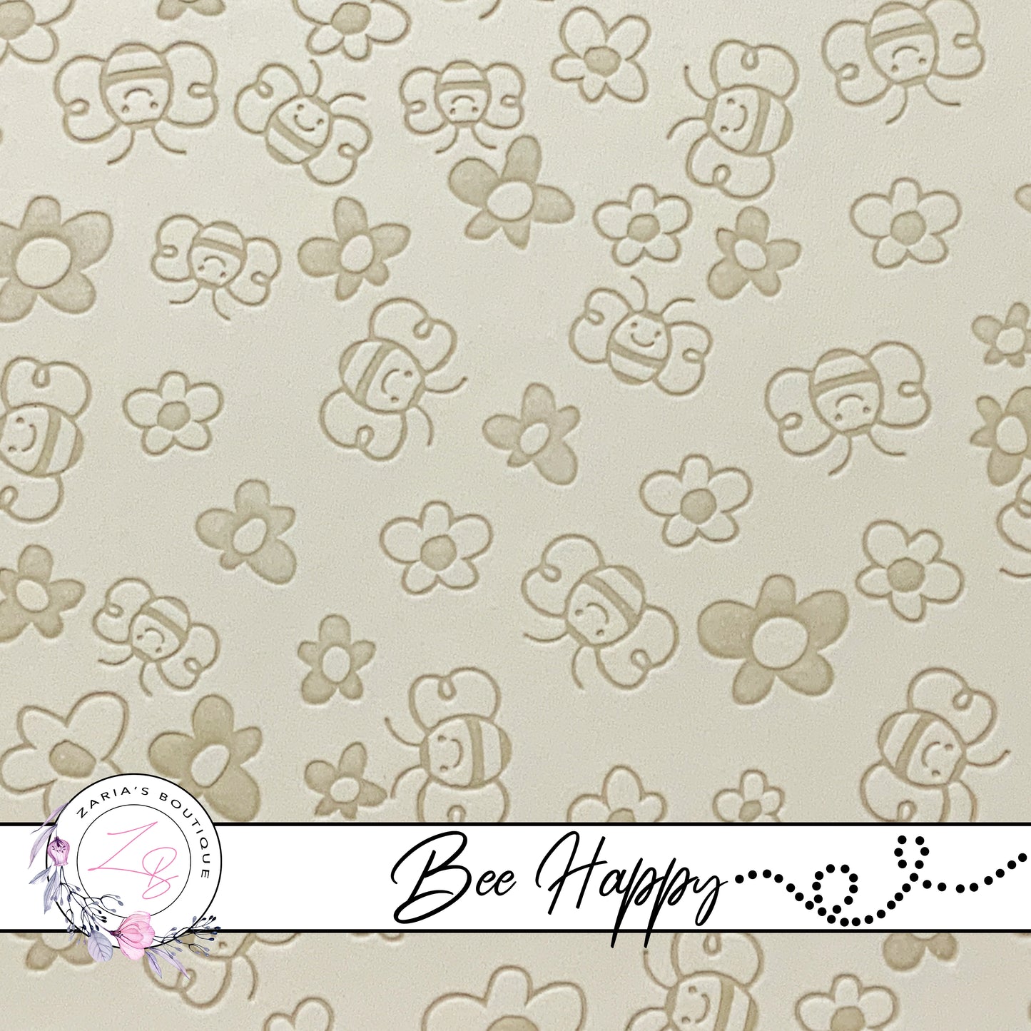 Bee Happy ~ Embossed Faux Leather ~ Rosy Red ~ Green ~ Ivory