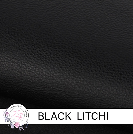 Black Pebble Grain Litchi Faux Leather Craft Fabric Sheets ~ 0.96mm