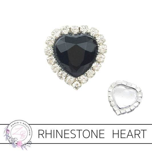 Rhinestone Heart Flat Back Embellishment • Black