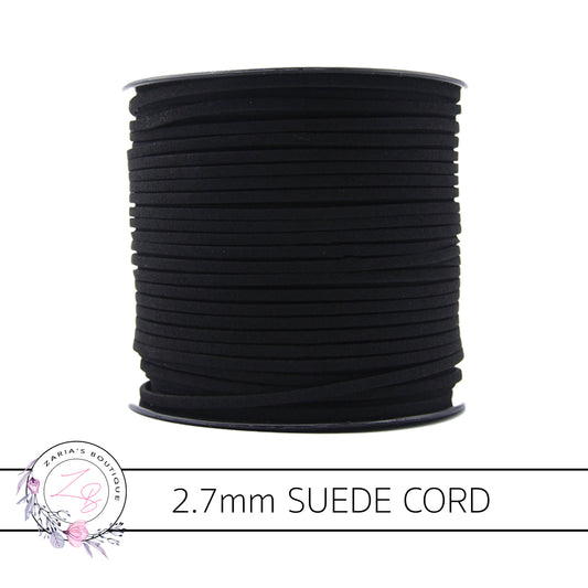 Faux Suede Cord ~ 2.7mm ~ Black ~ 5 Metres