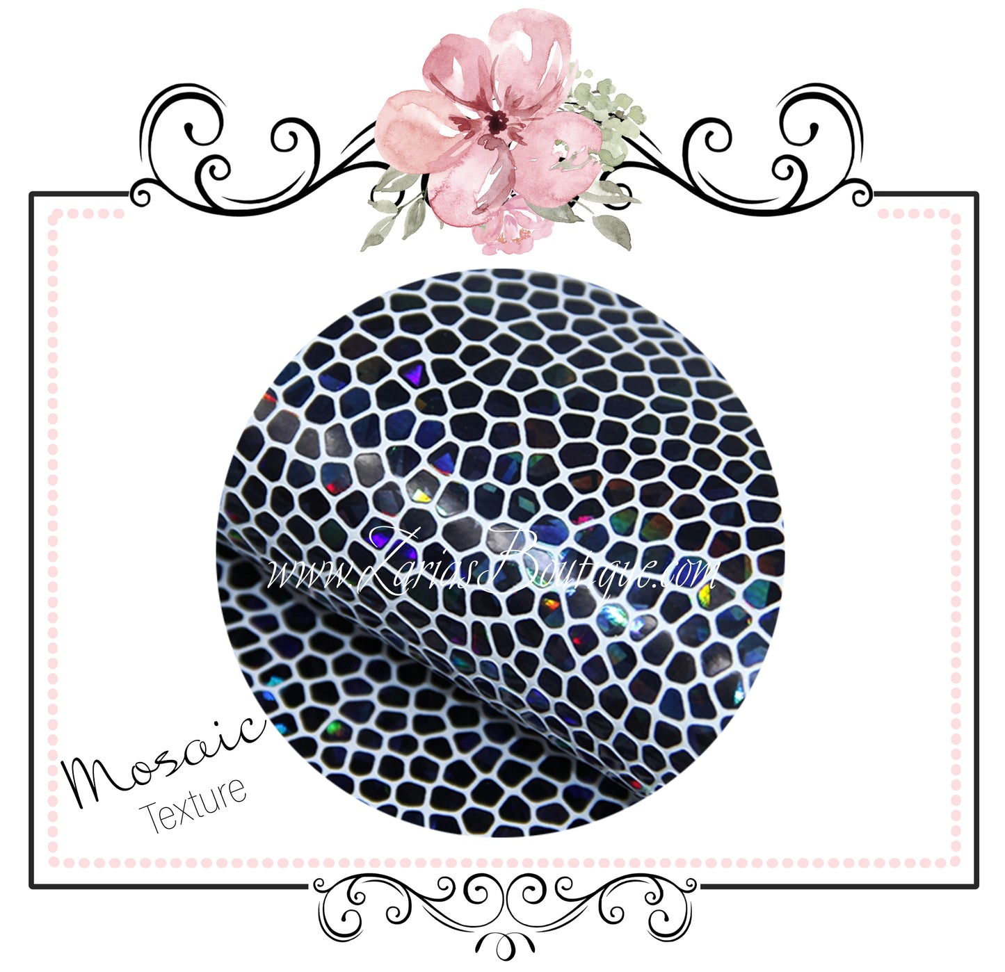 Mosaic Pattern Textured Faux Leather ~ Dark Blue ~ 0.54mm