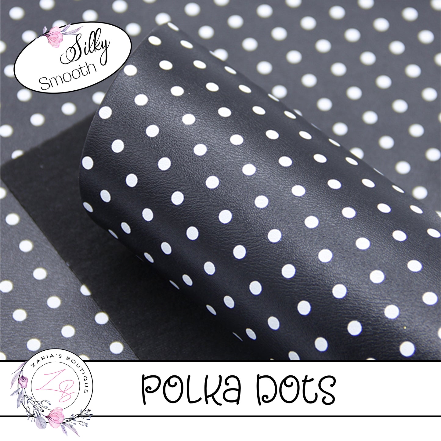 ⋅ Black & White Polka Dots ⋅ Smooth Vegan Faux Leather