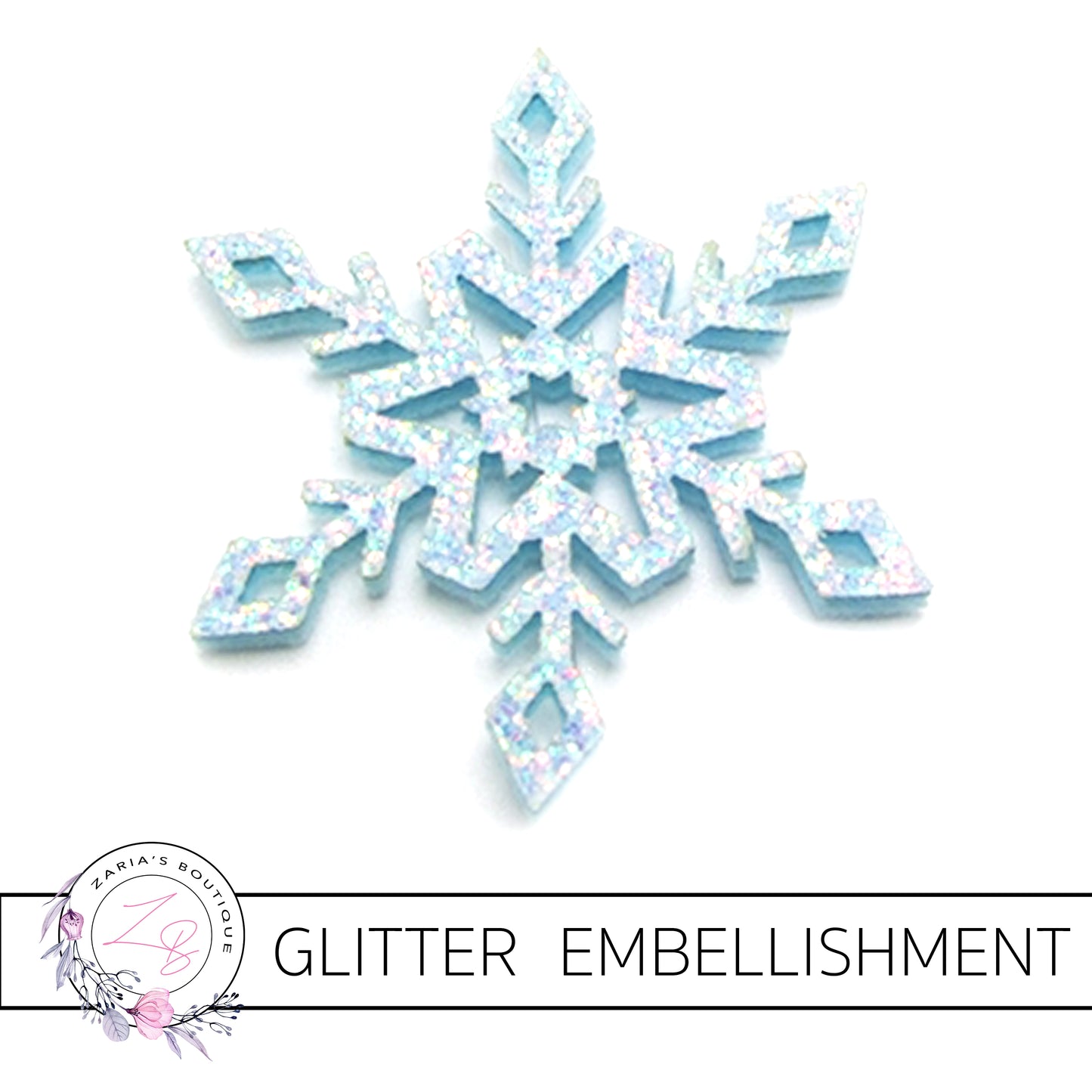 Snowflake Glitter Embellishments x 2 pieces ~ 5 Colours