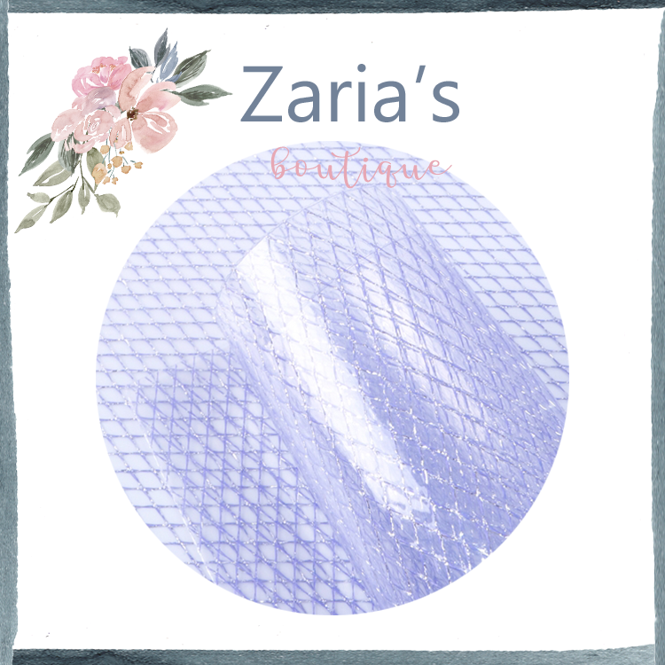 SALE Transparent PVC Lavender Blue Diamond Texture Bow Fabric