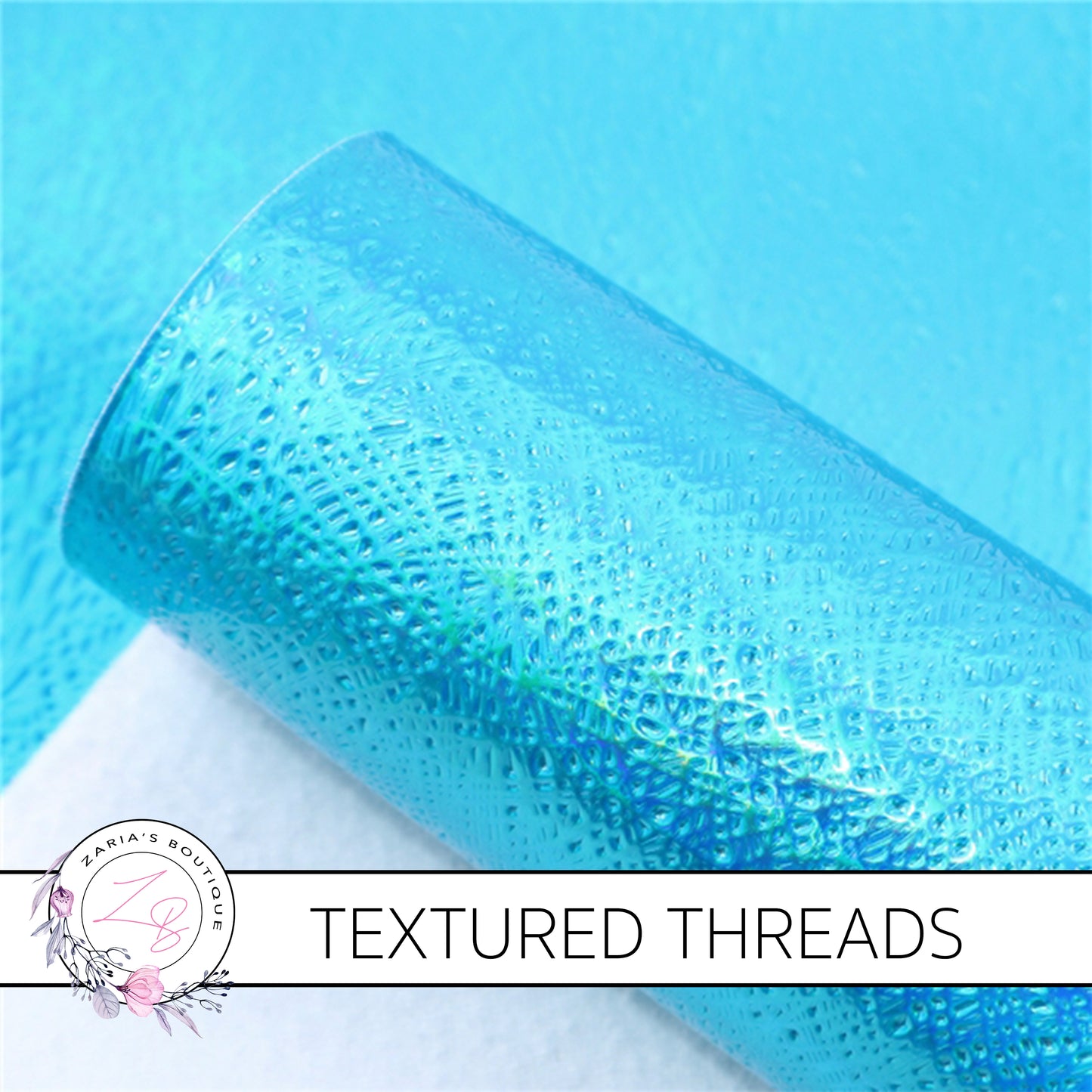 Textured Threads Holo Faux Leather Leatherette ~ Blue ~ 0.86mm