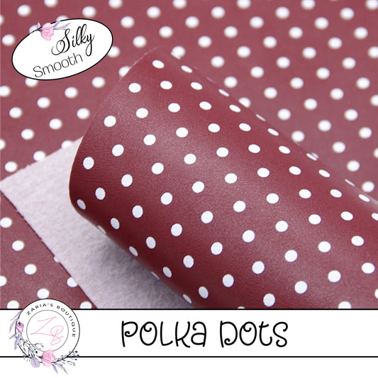 ⋅ Burgundy & White Polka Dots ⋅ Smooth Vegan Faux Leather