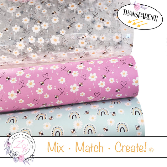 ⋅ Busy Bees ⋅ Custom Transparent & Vegan Faux Leather ⋅ Single Sheets & Multi-Packs