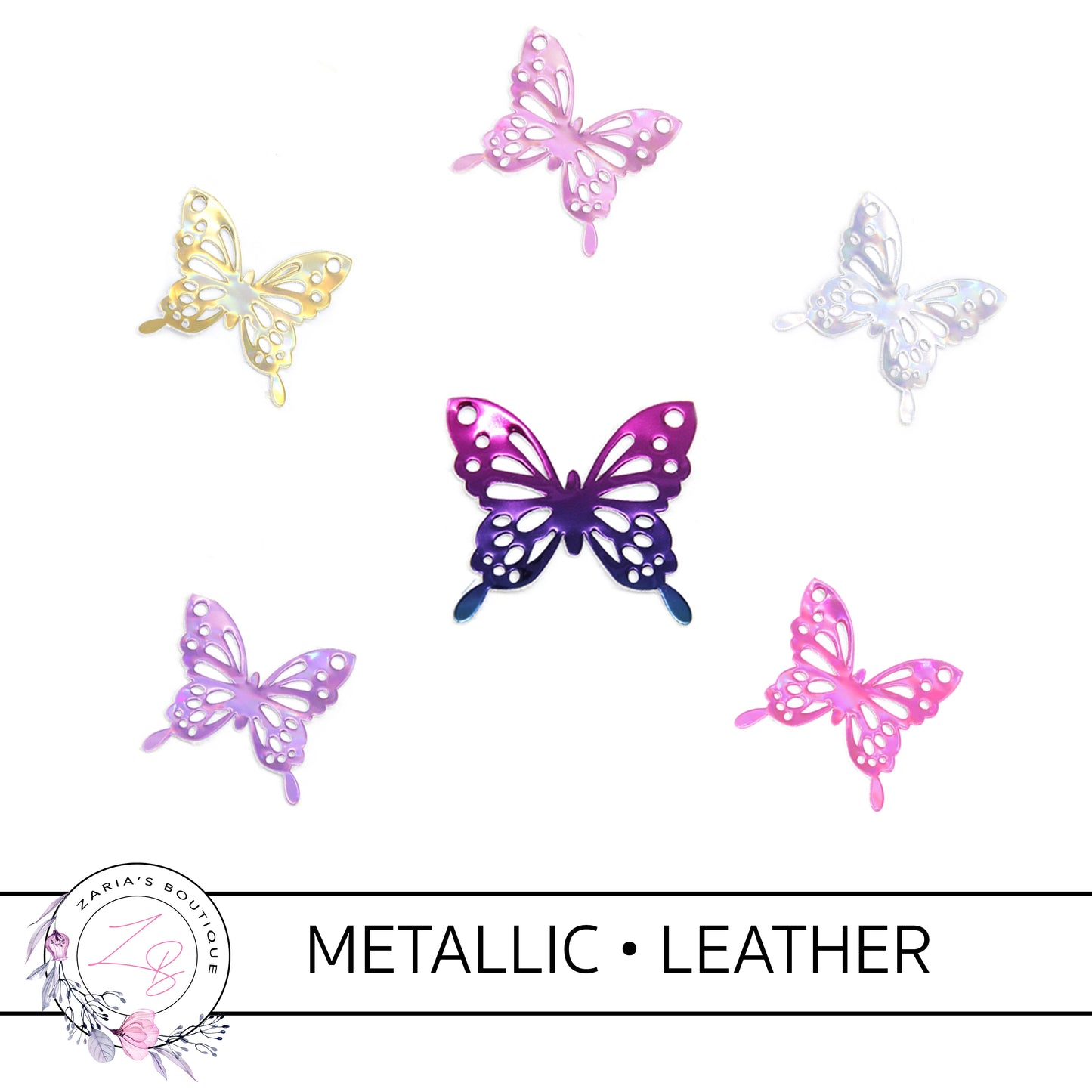 Faux Leather Butterfly Embellishment Applique Bow Centres x 1