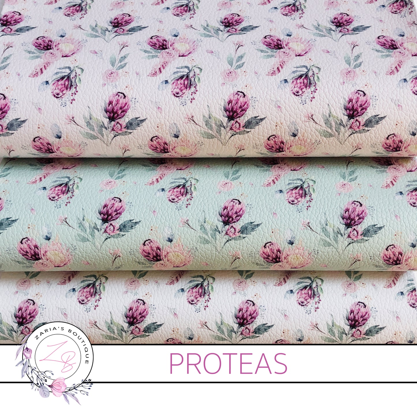 Custom Protea Floral Vegan Faux Leather Designer Multi-Packs & Single Sheets