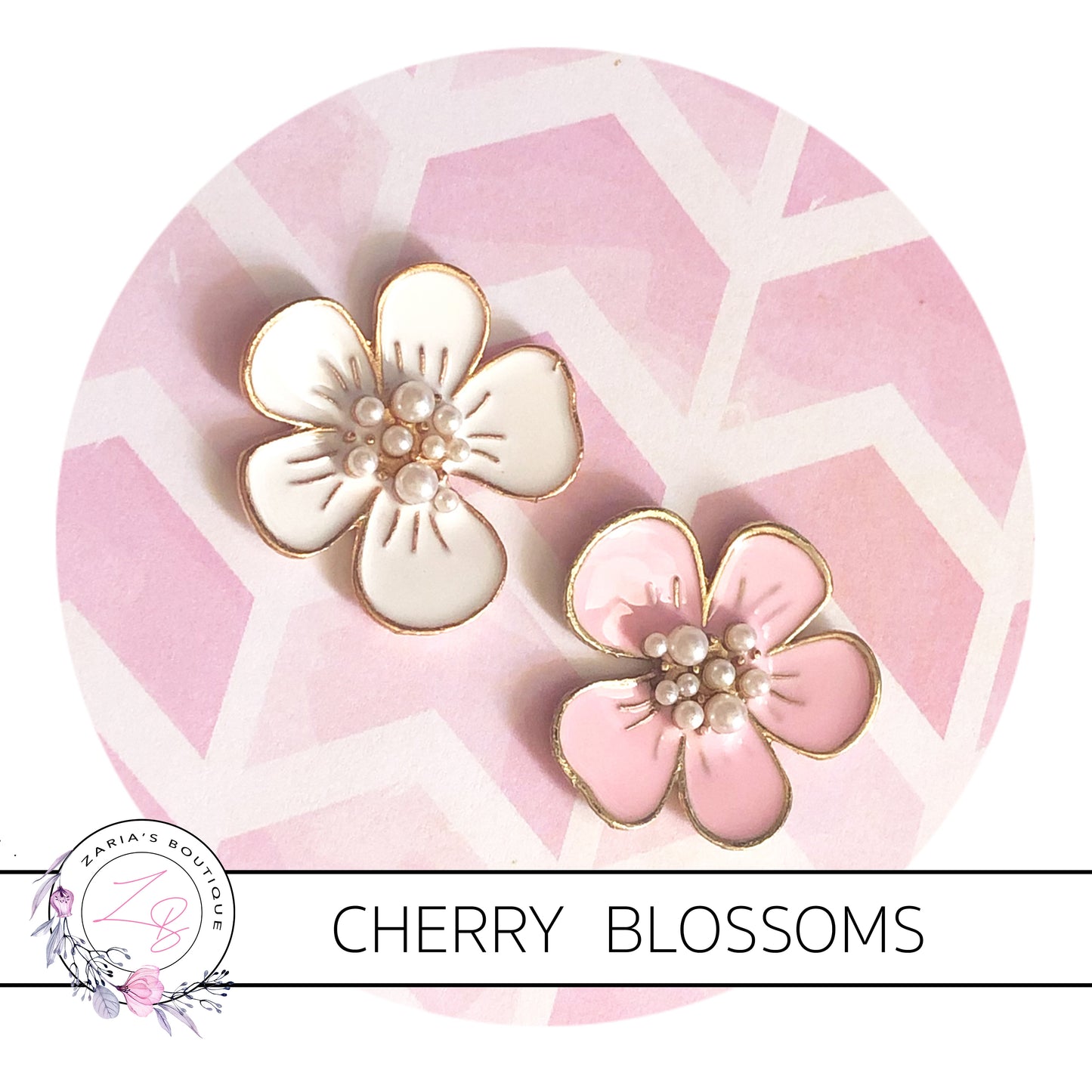 Cherry Blossom Embellishments ~ High Quality Metal Flat Back ~ Pink or White x 2 Pieces