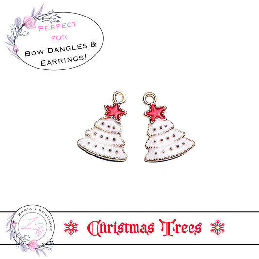 ⋅ Christmas Trees ⋅ Charm Pendant Bow Embellishment ⋅ 2 pieces