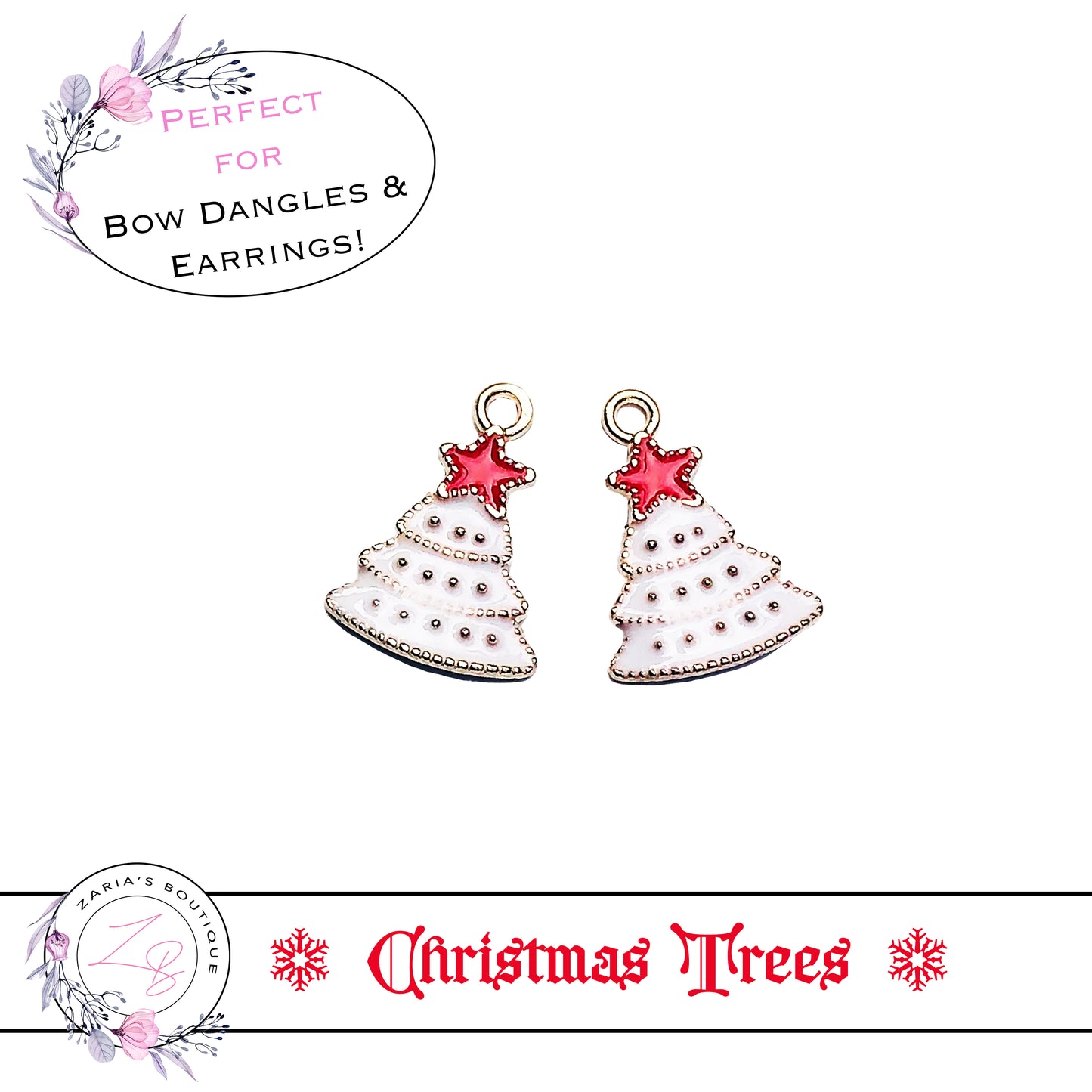 ⋅ Christmas Trees ⋅ Charm Pendant Bow Embellishment ⋅ 2 pieces