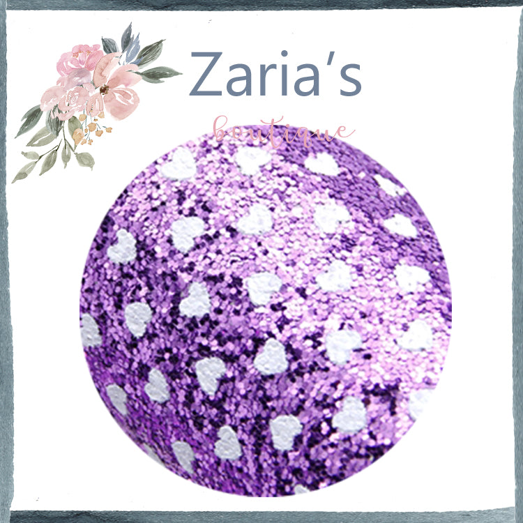 Jewel-Tone CHUNKY GLITTER ~ Pink Sapphire White Polka Dot HEARTS ~ 20 x 34cm