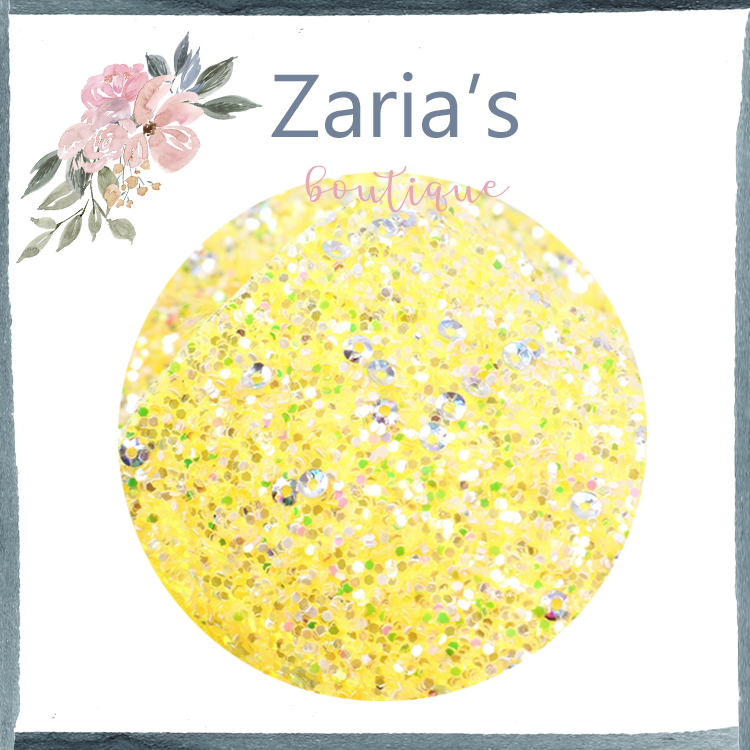 Wiggle Yellow ~ Chunky Glitter Faux Leather Fabric Sheets
