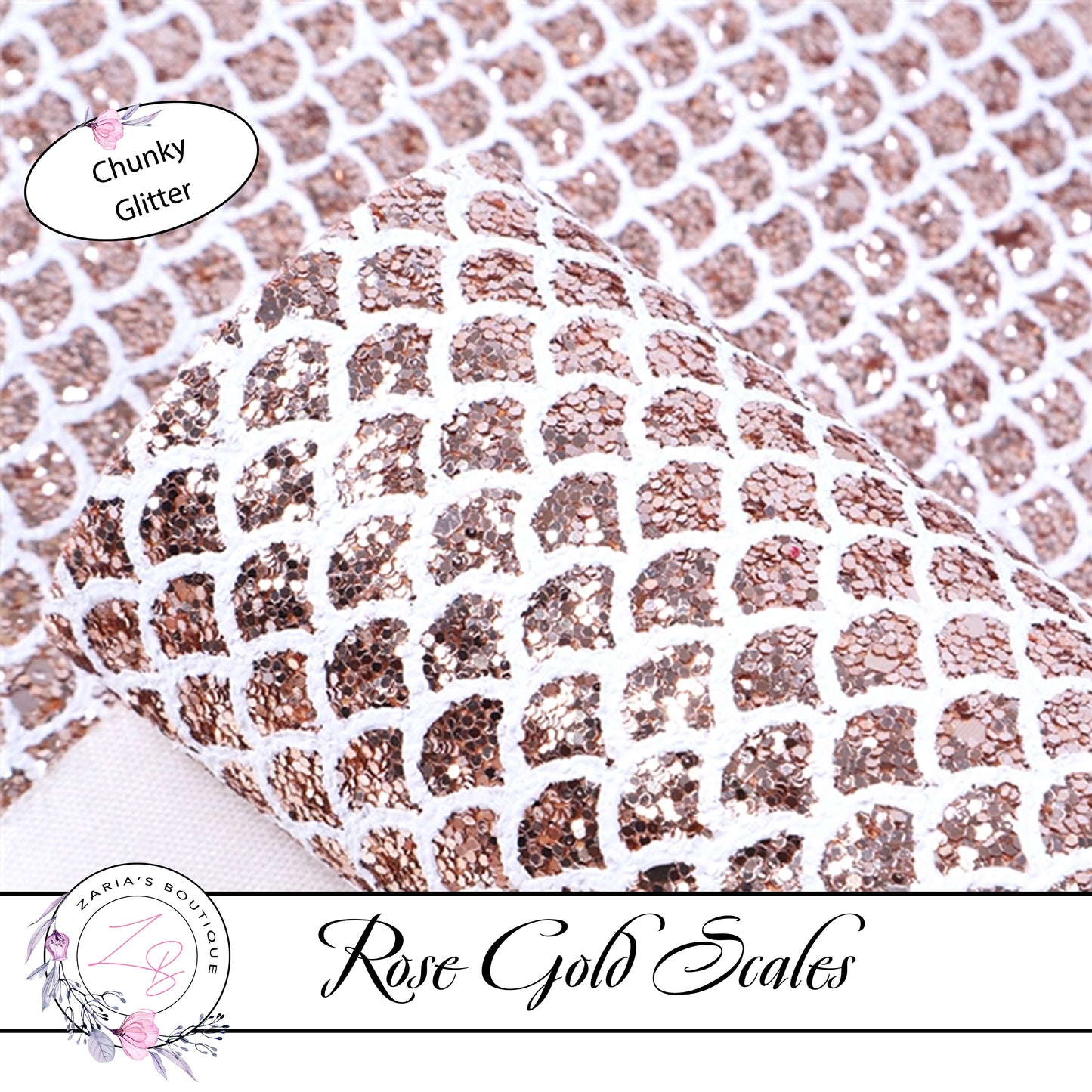 Rose Gold Scales  ⋅  Mermaid Tail ⋅. Fish Scales  ⋅ Chunky Glitter