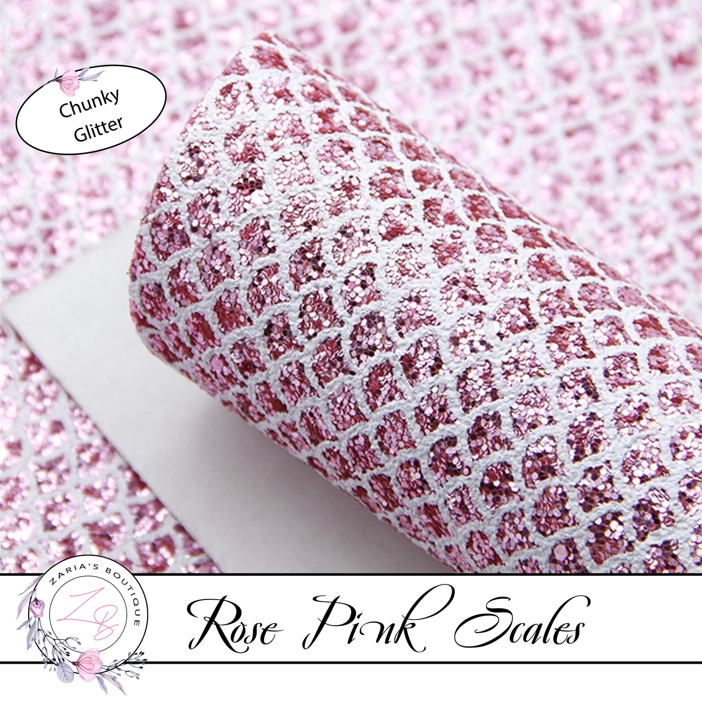 Rose Pink Scales  ⋅ Mermaid Tail / Fish Scale  ⋅  Chunky Glitter