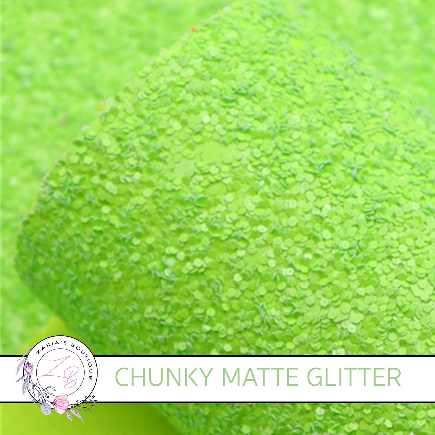 Bright Lime Green ~ Matte Chunky Glitter ~ 1.5mm