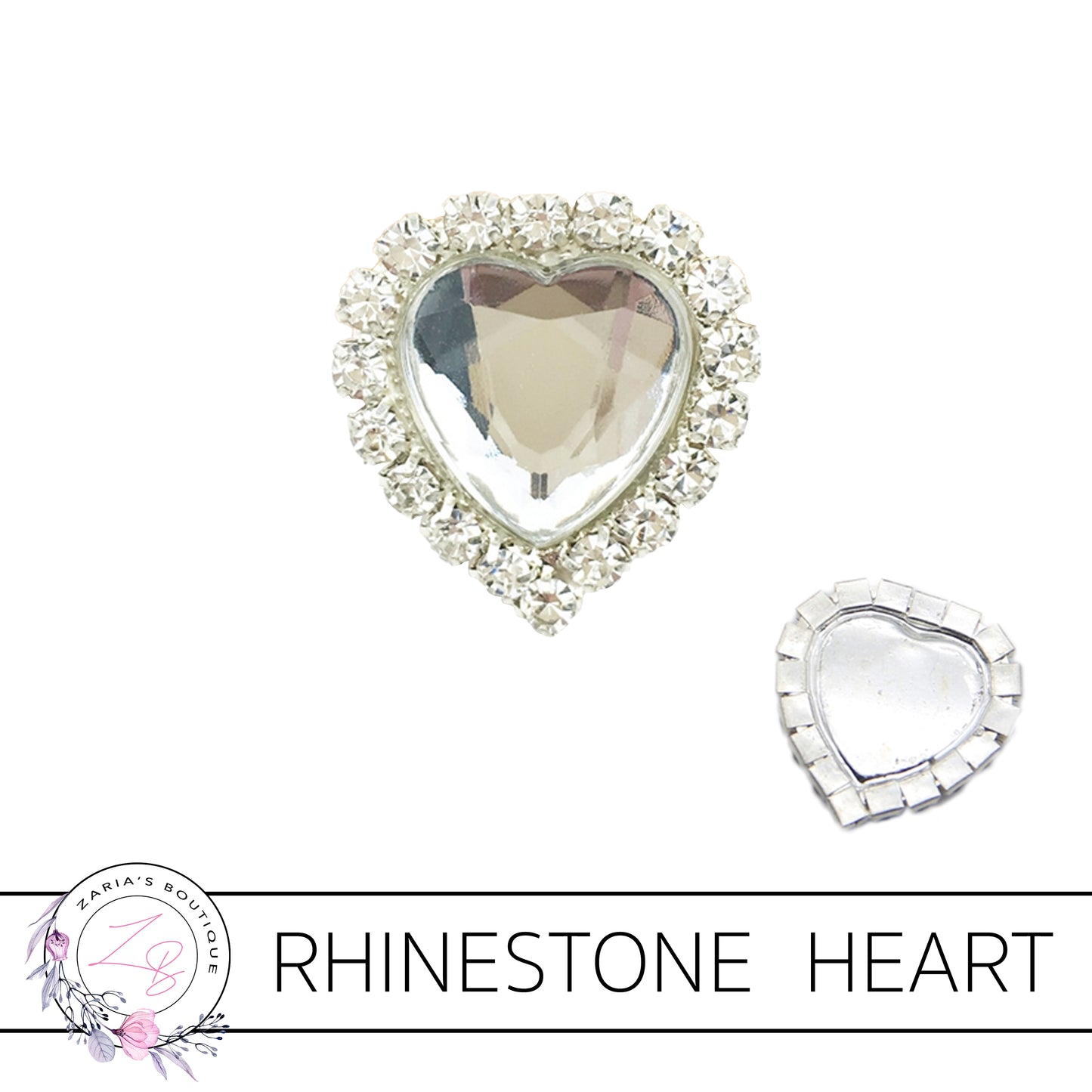 Rhinestone Heart Flat Back Embellishment • Crystal Clear